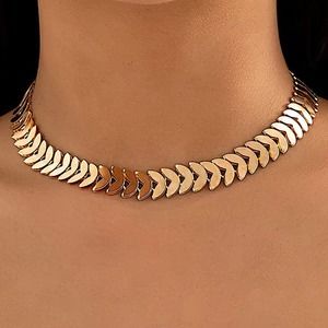 Gold Chevron Punk Y2K Choker Necklace